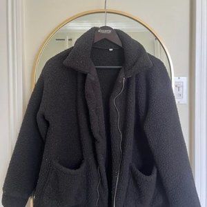 black fleece teddy jacket S-M